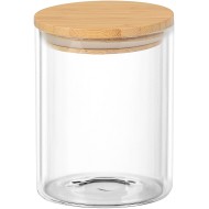 Porta Mantimento 800ml Vidro Borossilicato Redondo Tampa Bambu